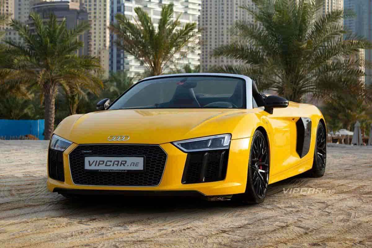 Yellow Audi R8 For Rent in Dubai