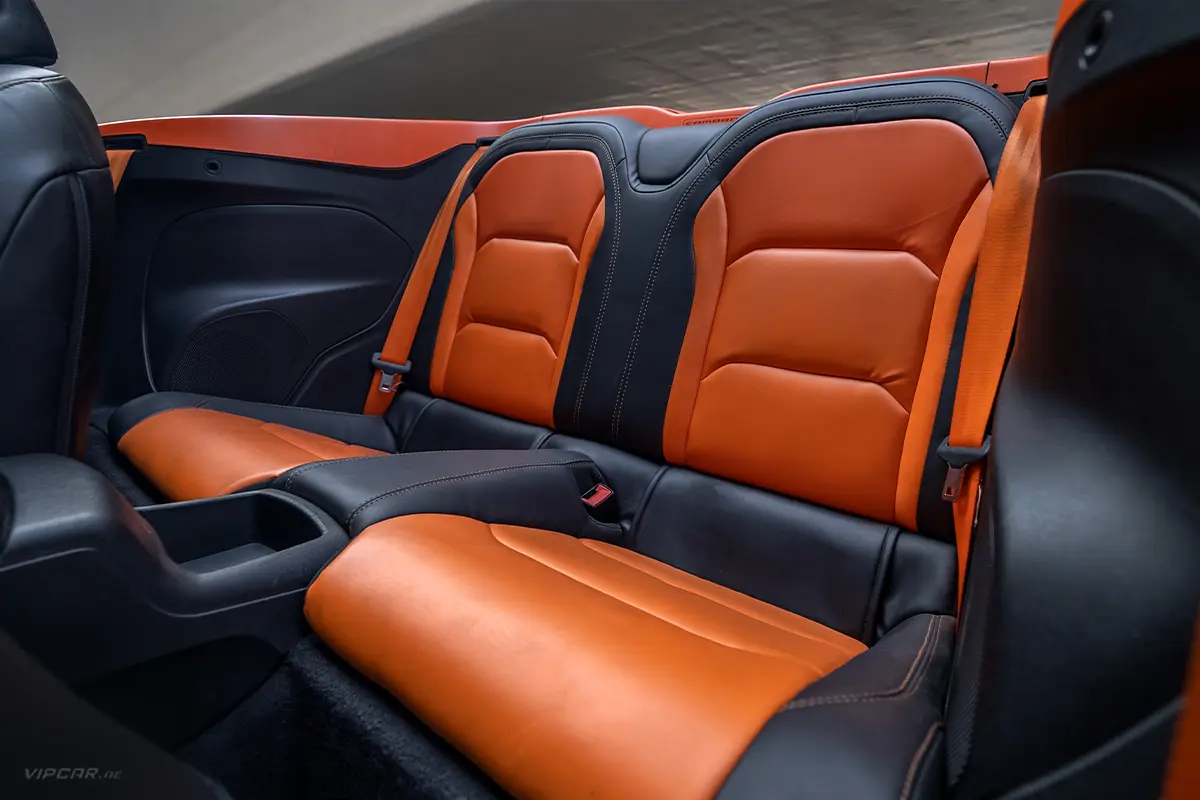 Chevrolet Camaro Sky Blue and Orange Modified Interior Back Seats