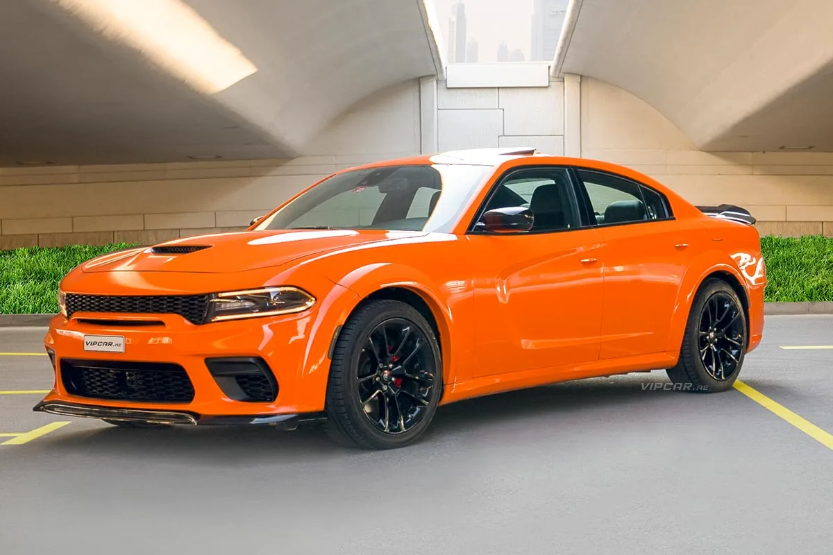 Dodge-Charger-Orange-Front-Side