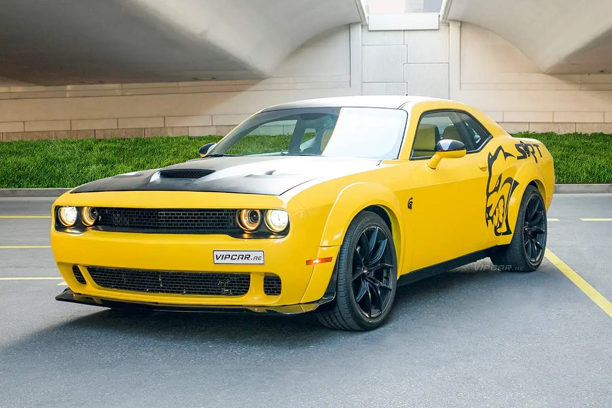 Dodge-Challenger-SRT-Yellow-Front-Side