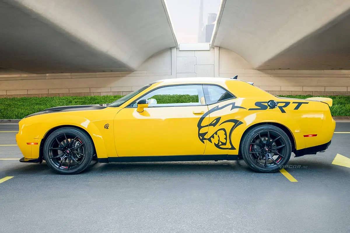 Dodge-Challenger-SRT-Yellow-Side