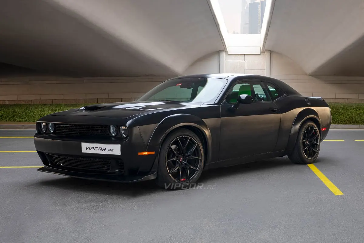 Dodge-Challenger-Black-Front-Side