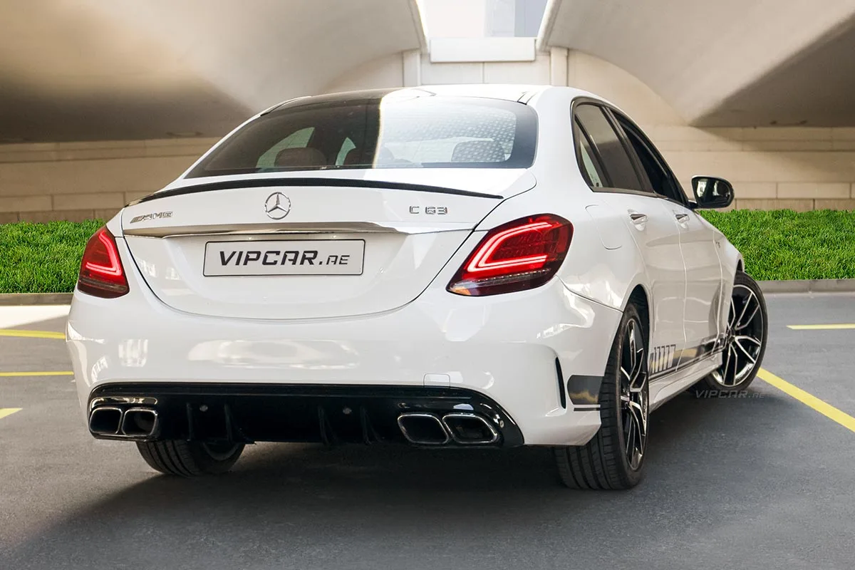 Mercedes-Benz-C63-White-Back-Side