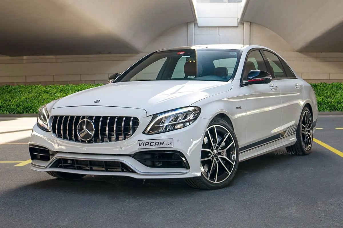 Mercedes-Benz-C63-White-Front-Side