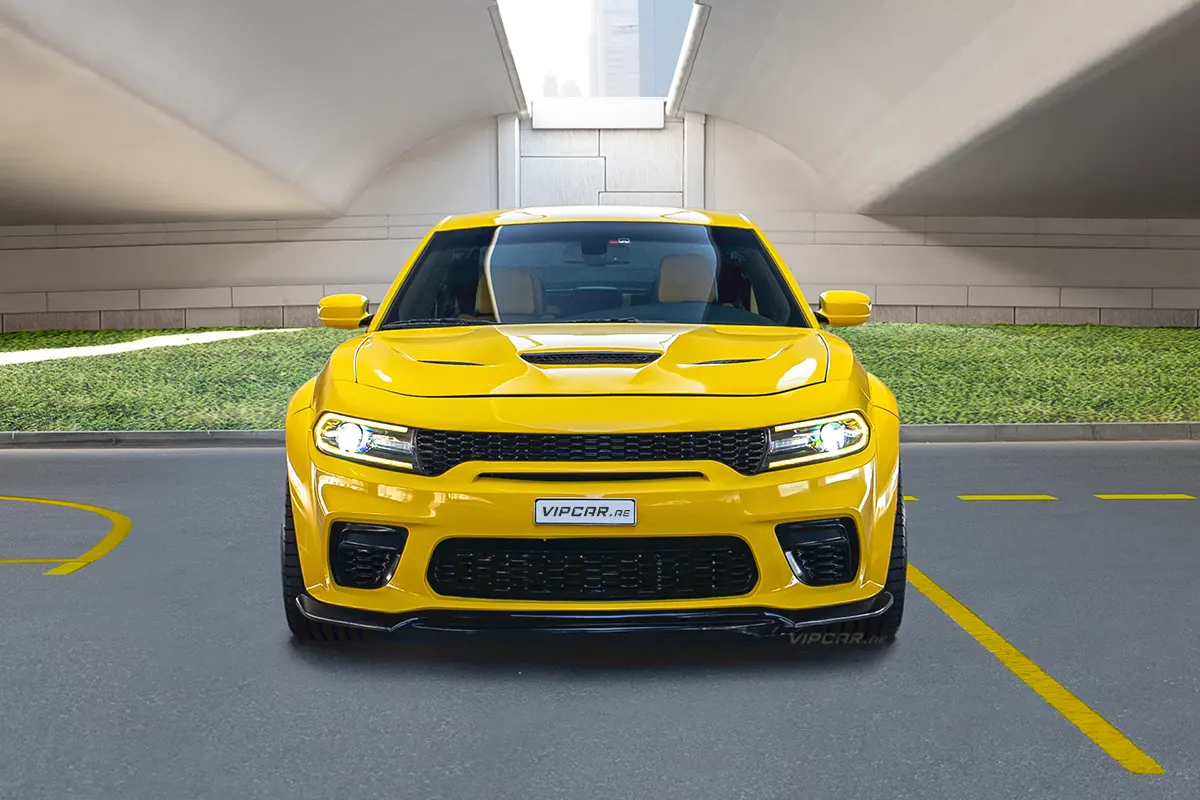 Dodge Charger Yellow and Black Front View
