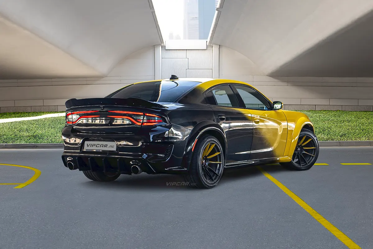 Dodge Charger Yellow and Black Side View